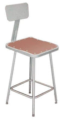 NPS - 24 to 32 Inch High, Stationary Adjustable Height Stool - Hardboard Seat, Gray - Caliber Tooling