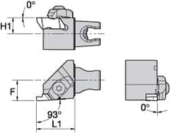 Kennametal - NG3L Insert, 30mm Head Length, 1.19mm Min Groove Width, Modular Grooving Cutting Unit Head - Left Hand Cut, System Size KM25, Series Top Notch - Caliber Tooling