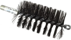 Schaefer Brush - 4-1/2" Brush Length, 2-3/4" Diam, Double Stem, Single Spiral Flue Brush - 7-1/2" Long, Tempered Steel Wire, 1/4" NPSM Male Connection - Caliber Tooling