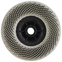 3M - 4-1/2" 120 Grit Ceramic Straight Disc Brush - Fine Grade, Threaded Hole Connector, 3/4" Trim Length, 5/8-11 Threaded Arbor Hole - Caliber Tooling