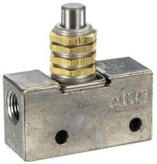 ARO/Ingersoll-Rand - 0.195 CV Rate & 7.5 CFM 3 Way Air Valve - Straight Plunger, Spring Return, 150 Max psi - Caliber Tooling