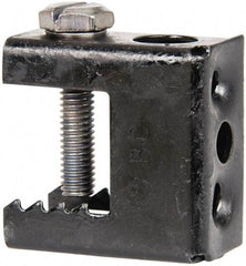 Thomas & Betts - 1/2" Max Flange Thickness, 1/4, 3/8" Rod Standard Beam Clamp - 100 Lb Capacity, Spring Steel - Caliber Tooling