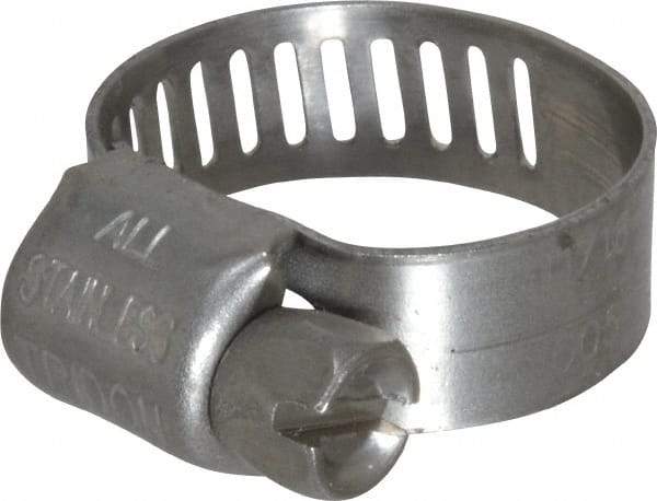 IDEAL TRIDON - SAE Size 5, 5/16 to 11/16" Diam, Stainless Steel Miniature Worm Drive Clamp - 5/16" Wide, Material Grade 301, Series 350 - Caliber Tooling