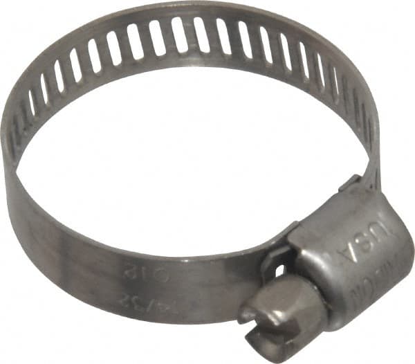 IDEAL TRIDON - SAE Size 12, 9/16 to 1-1/4" Diam, Stainless Steel Miniature Worm Drive Clamp - 5/16" Wide, Material Grade 301, Series 350 - Caliber Tooling