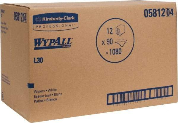 WypAll - L30 1/4 Fold General Purpose Wipes - Poly Pack, 13" x 12-1/2" Sheet Size, White - Caliber Tooling