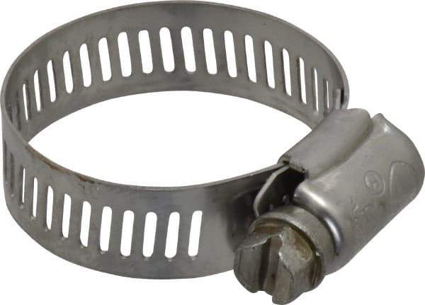 IDEAL TRIDON - SAE Size 16, 11/16 to 1-1/2" Diam, Stainless Steel Worm Drive Clamp - 1/2" Wide, Material Grade 201/305, Series 620 - Caliber Tooling