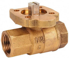 NIBCO - 1-1/2" Pipe, Full Port, Bronze Standard Ball Valve - 2 Piece, Inline - One Way Flow, FNPT x FNPT Ends, ISO Actuation Mount Handle, 600 WOG, 200 WSP - Caliber Tooling