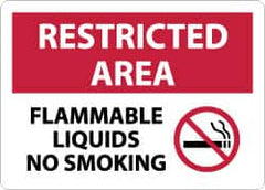 NMC - "Restricted Area - Flammable Liquids - No Smoking", 10" Long x 14" Wide, Aluminum Safety Sign - Rectangle, 0.04" Thick, Use for Hazardous Materials - Caliber Tooling