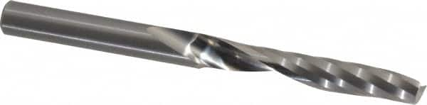 Onsrud - 1/4" Cutting Diam x 1-1/2" Length of Cut, 1 Flute, Upcut Spiral Router Bit - Uncoated, Right Hand Cut, Solid Carbide, 3" OAL x 1/4" Shank Diam, Single Edge, 21° Helix Angle - Caliber Tooling