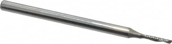 Onsrud - 1/16" Cutting Diam x 1/4" Length of Cut, 1 Flute, Downcut Spiral Router Bit - Uncoated, Right Hand Cut, Solid Carbide, 2" OAL x 1/8" Shank Diam, Single Edge, 21° Helix Angle - Caliber Tooling