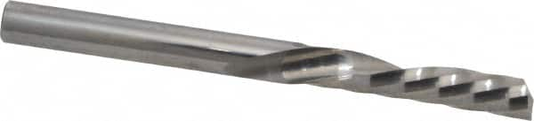 Onsrud - 1/4" Cutting Diam x 1-1/4" Length of Cut, 1 Flute, Downcut Spiral Router Bit - Uncoated, Right Hand Cut, Solid Carbide, 3" OAL x 1/4" Shank Diam, Single Edge, 21° Helix Angle - Caliber Tooling