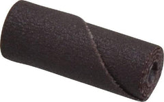 Merit Abrasives - 3/8" Max Roll Diam x 1" OAL, 180 Grit Aluminum Oxide Straight Cartridge Roll - 1/8" Pilot Hole Diam, Very Fine Grade - Caliber Tooling