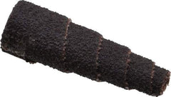 Merit Abrasives - 1-1/2" Long x 1/2" Diam, Aluminum Oxide, Full Taper Cartridge Roll - 80 Grit, 1/8" Pilot Hole Diam, Medium Grade - Caliber Tooling