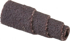 Merit Abrasives - 1" Long x 3/8" Diam, Aluminum Oxide, Full Taper Cartridge Roll - 80 Grit, 1/8" Pilot Hole Diam, Medium Grade - Caliber Tooling