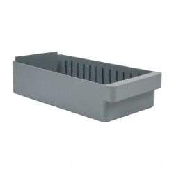 Quantum Storage - 28 Lb. Load Capacity, 17-5/8" Deep, Gray High-Impact Polystyrene Drawer Bin - 4-5/8" High x 8-3/8" Wide x 17-5/8" Long - Caliber Tooling