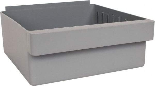 Quantum Storage - 28 Lb. Load Capacity, 11-5/8" Deep, Gray High-Impact Polystyrene Drawer Bin - 4-5/8" High x 11-1/8" Wide x 11-5/8" Long - Caliber Tooling