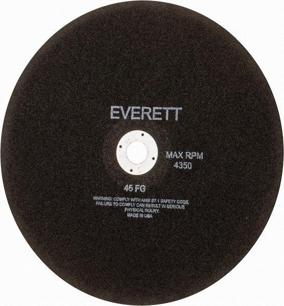 Everett - 14" Aluminum Oxide Cutoff Wheel - 1/8" Thick, 1" Arbor, Use with Gas Powered Saws - Caliber Tooling