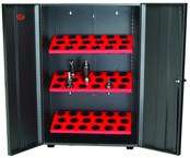 Wall Tree Locker - Holds 10 Pcs. HSK100A Taper - Textured Black with Red Shelves - Caliber Tooling