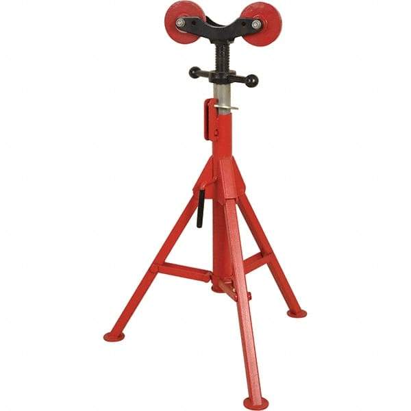 Rothenberger - 1/2" to 16" Pipe Capacity, Folding Pipe Stand with 2 Roller Head - 27" to 50" High, 2,500 Lb Capacity - Caliber Tooling