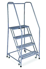 Model 1000; 4 Steps; 30 x 31'' Base Size - Steel Mobile Platform Ladder - Caliber Tooling