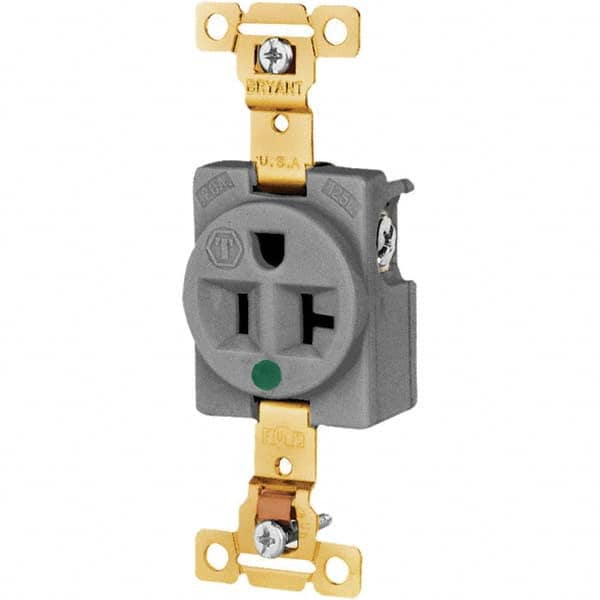 Bryant Electric - Straight Blade Receptacles Receptacle Type: Single Receptacle Grade: Hospital - Caliber Tooling