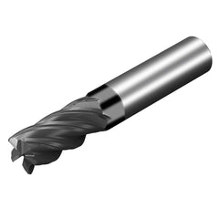 Corner Radius End Mill: 0.313″ Dia, 1″ LOC, 0.03″ Radius, 5 Flutes, Solid Carbide 3″ OAL, 0.313″ Shank Dia, 36 ° Helix, AlTiN Coated, Corner Radius End, Centercutting, Series CoroMill Dura