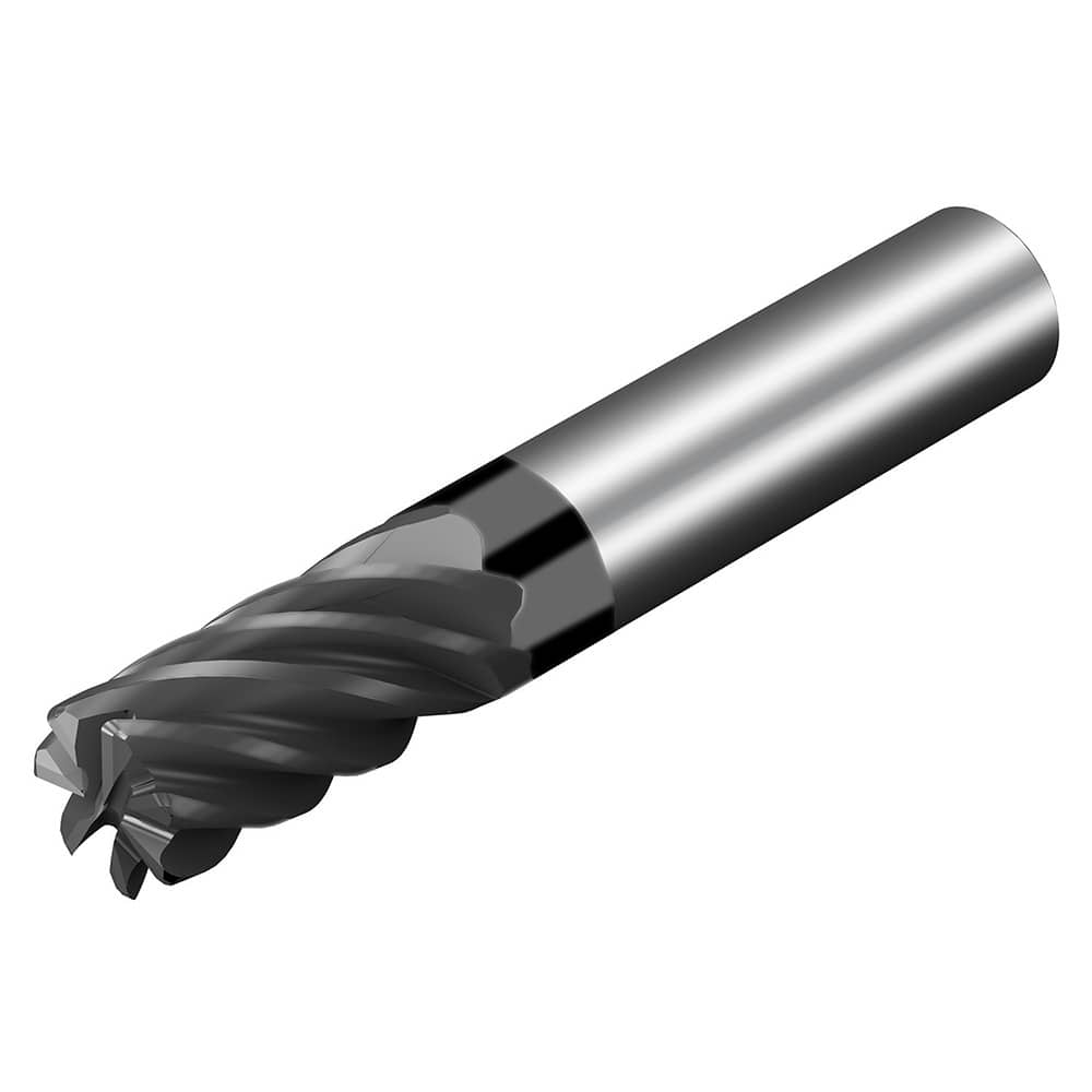 Square End Mill: 3/8'' Dia, 1-1/4'' LOC, 3/8'' Shank Dia, 3'' OAL, 7 Flutes, Solid Carbide Single End, AlTiN Finish, 36.5 ° Variable Helix, Centercutting, RH Cut, RH Flute, Series CoroMill Dura