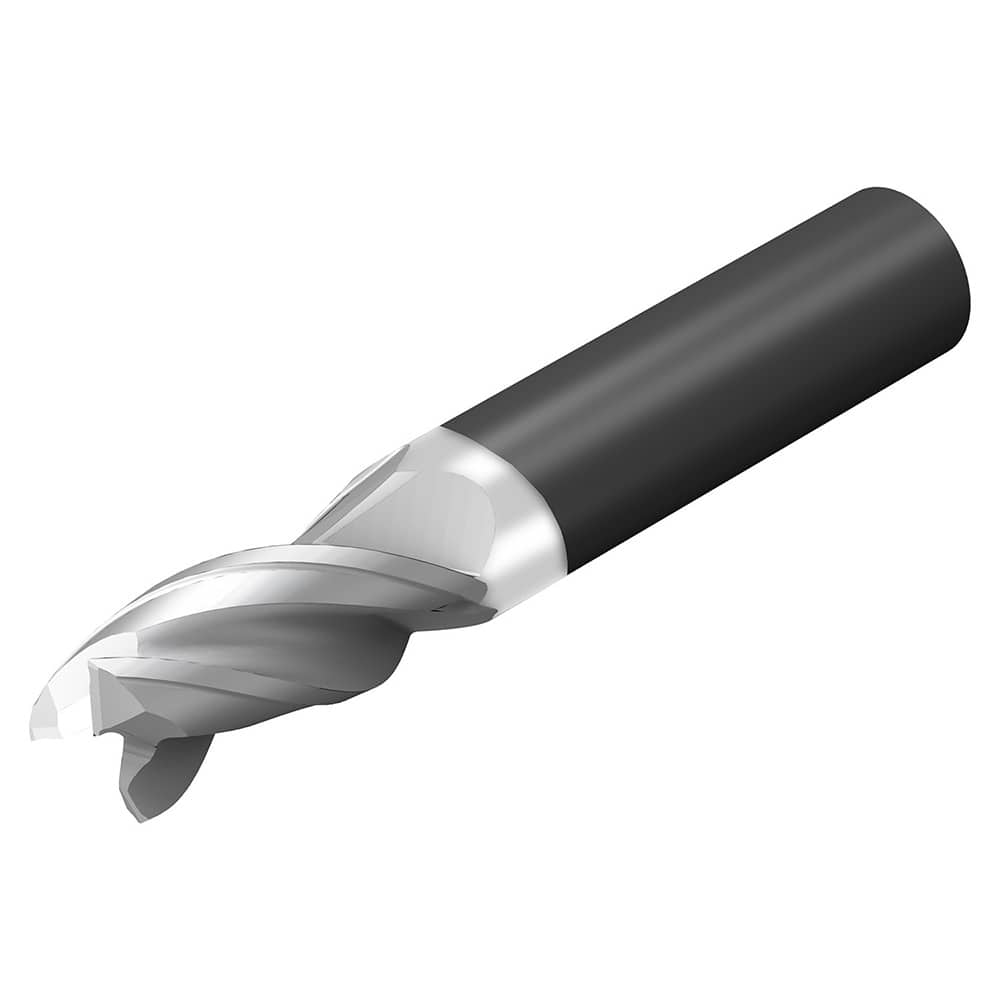 Corner Radius End Mill: 1/4″ Dia, 3/8″ LOC, 0.015″ Radius, 3 Flutes, Solid Carbide 2″ OAL, 1/4″ Shank Dia, 35 ° Helix, ZrN Coated, Corner Radius End, Centercutting, Series CoroMill Dura