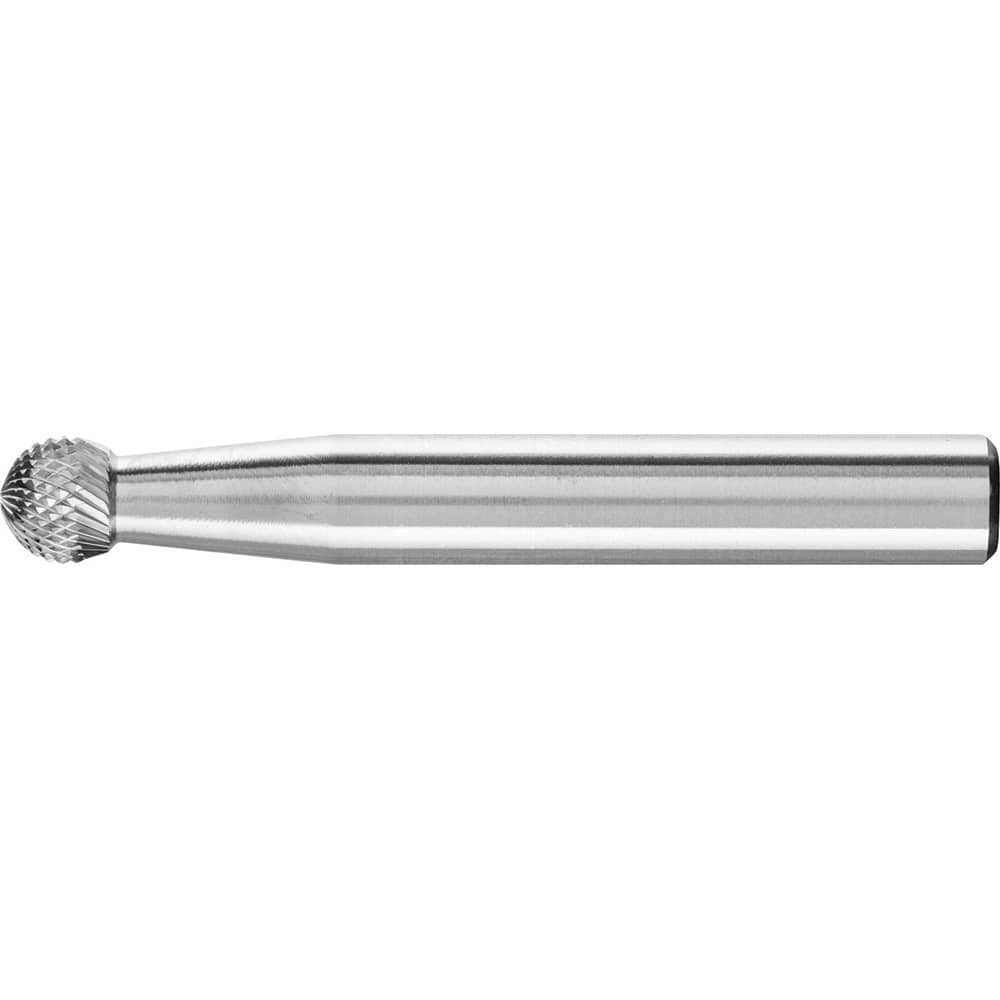 PFERD - SD-1, 1/4" Cut Diam, 1/4" Shank Diam, Carbide Diamond Pattern Ball Burr - Exact Industrial Supply