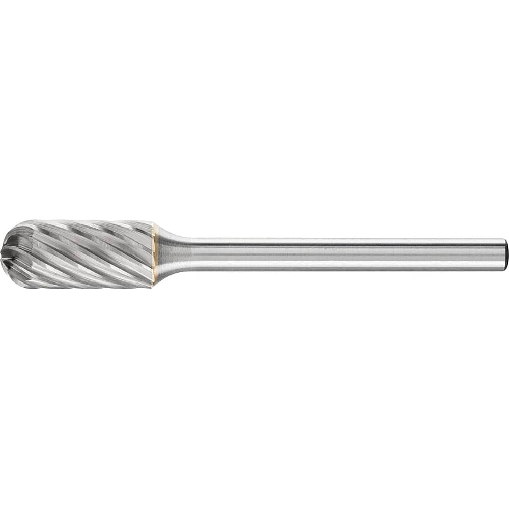 PFERD - SC-51, 1/4" Cut Diam, 1/8" Shank Diam, Carbide Inox Cut End Cut Cylinder with Radius End Burr - Exact Industrial Supply