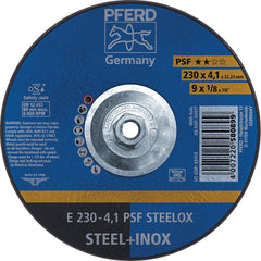 PFERD - Depressed-Center Wheels; Hole Thread Size: 5/8-11 ; Connector Type: Arbor ; Wheel Type Number: Type 27 ; Abrasive Material: Aluminum Oxide ; Maximum RPM: 6600.000 ; Bond Type: Resinoid - Exact Industrial Supply