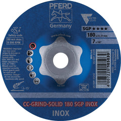 PFERD - Depressed-Center Wheels; Hole Size (Inch): 7/8 ; Connector Type: Arbor ; Wheel Type Number: Type 1 ; Abrasive Material: Ceramic Oxide; Aluminum Oxide ; Maximum RPM: 8500.000 ; Tool Compatibility: Angle Grinders - Exact Industrial Supply