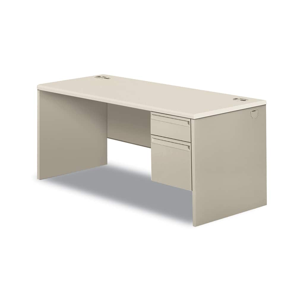 Hon - Office Desks; Type: Single Pedestal Desk ; Center Draw: No ; Color: Silver Mesh; Light Gray ; Material: Steel Base; Laminate Worksurface ; Width (Inch): 66 ; Depth (Inch): 30 - Exact Industrial Supply