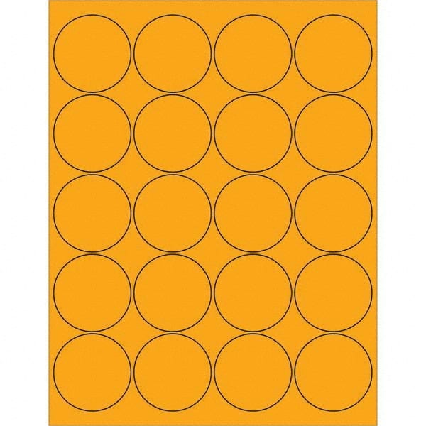 Tape Logic - Pack of (20), 100 Sheet 2" x 2" Fluorescent Orange Permanent Acrylic Laser Labels - Caliber Tooling