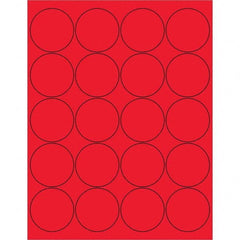 Tape Logic - Pack of (20), 100 Sheet 2" x 2" Fluorescent Red Permanent Acrylic Laser Labels - Caliber Tooling