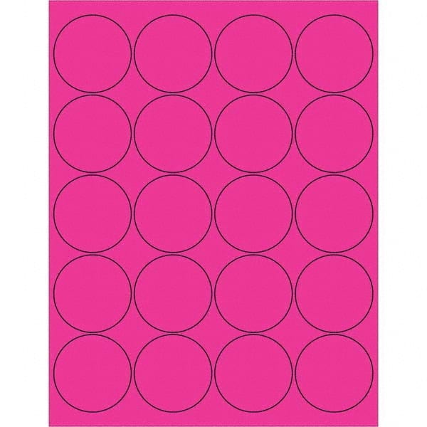 Tape Logic - Pack of (20), 100 Sheet 2" x 2" Fluorescent Pink Permanent Acrylic Laser Labels - Caliber Tooling