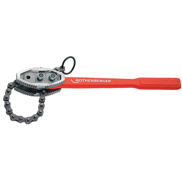 Rothenberger - 44" Max Pipe Capacity, 57" Long, Chain Tong Wrench - 6" Actual OD, 45-1/2" Handle Length - Caliber Tooling