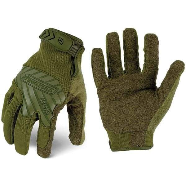 ironCLAD - Size M (8) Synthetic Leather Work Gloves - For Mechanic's & Lifting, Uncoated, Hook & Loop Cuff, Full Fingered, Olive Drab Green, Paired - Caliber Tooling