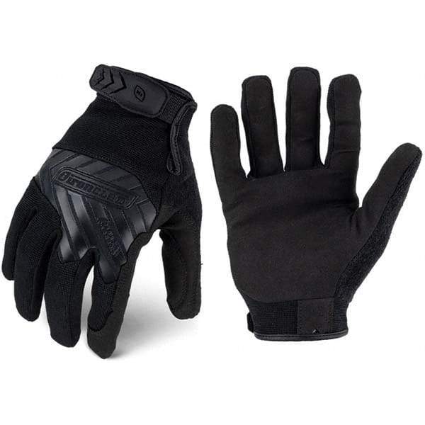 ironCLAD - Size L Synthetic Leather Work Gloves - For Mechanic's & Lifting, Uncoated, Hook & Loop Cuff, Full Fingered, Black, Paired - Caliber Tooling