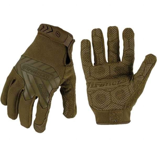 ironCLAD - Size 2XL (11) Synthetic Leather Work Gloves - For Mechanic's & Lifting, Uncoated, Hook & Loop Cuff, Full Fingered, Coyote, Paired - Caliber Tooling