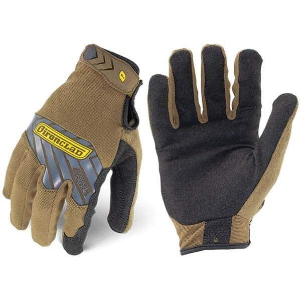 ironCLAD - Size M (8) Synthetic Leather Work Gloves - For Mechanic's & Lifting, Uncoated, Hook & Loop Cuff, Full Fingered, Coyote, Paired - Caliber Tooling