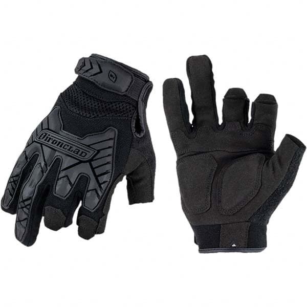 ironCLAD - Size 2XL (11) Synthetic Leather Work Gloves - For Mechanic's & Lifting, Uncoated, Hook & Loop Cuff, Full Fingered, Black, Paired - Caliber Tooling