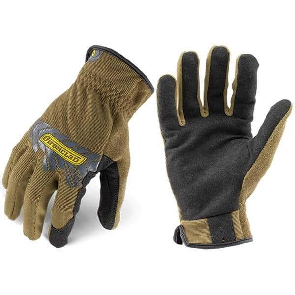 ironCLAD - Size L (9) Synthetic Leather Work Gloves - For Mechanic's & Lifting, Uncoated, Slip-On Cuff, Full Fingered, Coyote, Paired - Caliber Tooling