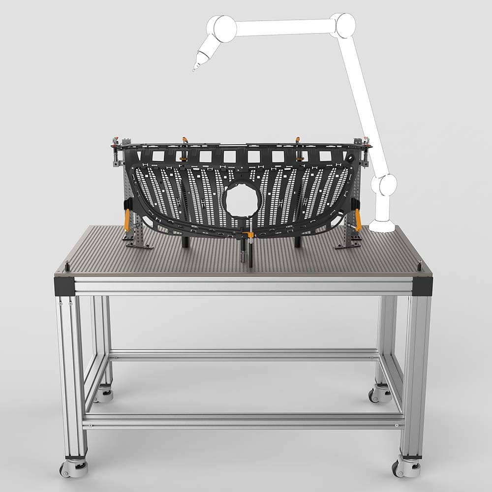 Renishaw - CMM Fixtures; Type: Metrology Tables ; Plate Design: Table ; Length (mm): 1800.00 ; Width (mm): 1200 ; Material: Aluminum ; Thread Size: M8 - Exact Industrial Supply