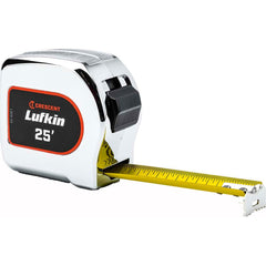 Lufkin - Tape Measures; Length (Feet): 16.000 ; Width (Inch): 1 1/8 ; Graduation (Inch): 1/16; 1/32 ; Graduation (Feet): 1/16th ; Blade Material: Steel ; Case Material: Chrome - Exact Industrial Supply