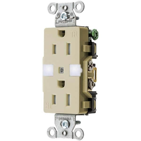 Hubbell Wiring Device-Kellems - 125V 15A NEMA 5-15R Commercial Grade Ivory Straight Blade Duplex Receptacle - Caliber Tooling