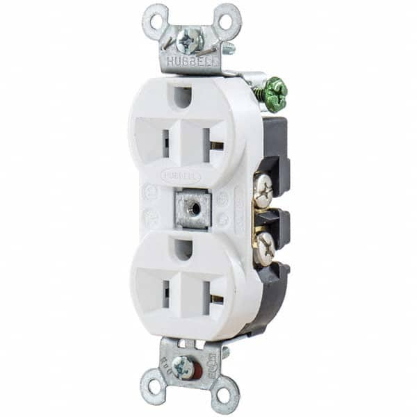 Hubbell Wiring Device-Kellems - 125V 20A NEMA 5-20R Industrial Grade White Straight Blade Duplex Receptacle - Caliber Tooling