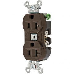 Hubbell Wiring Device-Kellems - 125V 20A NEMA 5-20R Industrial Grade Brown Straight Blade Duplex Receptacle - Caliber Tooling