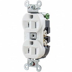 Hubbell Wiring Device-Kellems - 125V 15A NEMA 5-15R Industrial Grade White Straight Blade Duplex Receptacle - Caliber Tooling