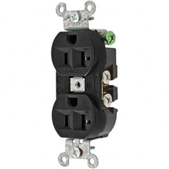 Hubbell Wiring Device-Kellems - 125V 20A NEMA 5-20R Industrial Grade Black Straight Blade Duplex Receptacle - Caliber Tooling